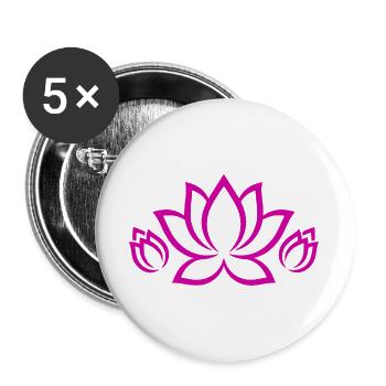 Lotus Flower Symbol Meditation Yogis Shirt Sticker - Buttons large 2.2''/56 mm (5-pack) - white - Front