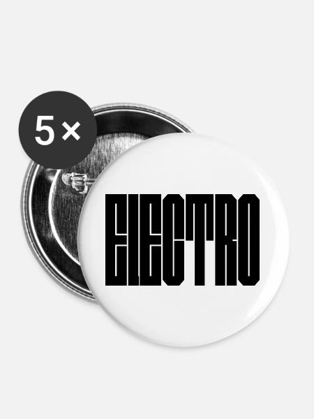 Elektro-Musiktypografie-Design - Buttons groß 56 mm (5er Pack) - Weiß