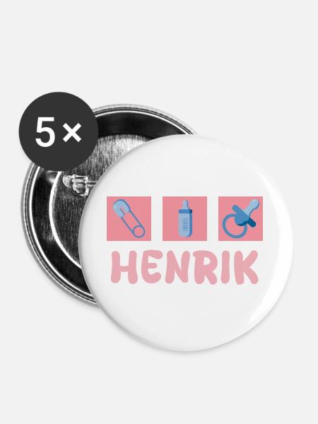 Geschenk für Henrik - Buttons groß 56 mm (5er Pack) - Weiß