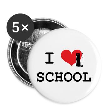 I Love School: Iconic Black Love School Pattern - Buttons large 2.2''/56 mm (5-pack) - white - Front
