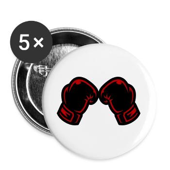 Boxhandschuhe Symbol Logo - Buttons groß 56 mm (5er Pack) - Weiß - Vorne