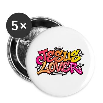 Graphisme néon Jesus Lover - Lot de 5 grands badges (56 mm) - blanc - Devant