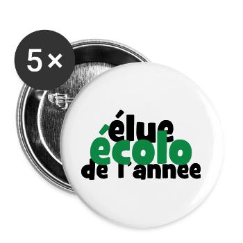 Distinction Elue Ecolo Année Typo - Lot de 5 grands badges (56 mm) - blanc - Devant