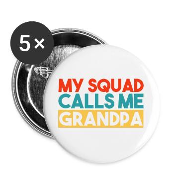 Mon escouade m’appelle Grand-père Slogan rétro coloré - Lot de 5 grands badges (56 mm) - blanc - Devant