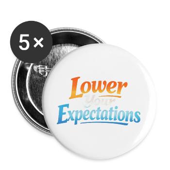 Sarcasme – Baissez vos attentes – Drôle de femme - Lot de 5 grands badges (56 mm) - blanc - Devant