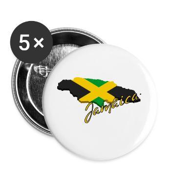 Carte avec le drapeau de la Jamaïque, j’adore la Jamaïque - Lot de 5 grands badges (56 mm) - blanc - Devant