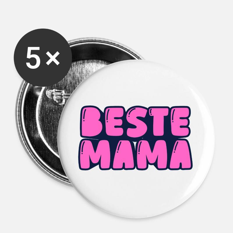 Best Mom - Buttons large 2.2''/56 mm (5-pack) - white