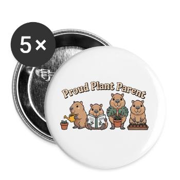 Plants Shirt Capybara Proud Plant Parent Gardener - Buttons large 2.2''/56 mm (5-pack) - white - Front