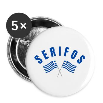Serifos Griechische Flaggen - Buttons groß 56 mm (5er Pack) - Weiß - Vorne