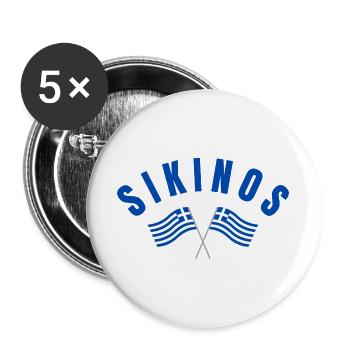 Sikinos Griechische Flaggen - Buttons groß 56 mm (5er Pack) - Weiß - Vorne
