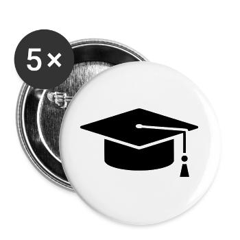 Graduation Cap Absolvent Logo - Buttons groß 56 mm (5er Pack) - Weiß - Vorne
