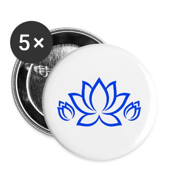 Blue floral motif for women and girls - Buttons large 2.2''/56 mm (5-pack) - white - Front