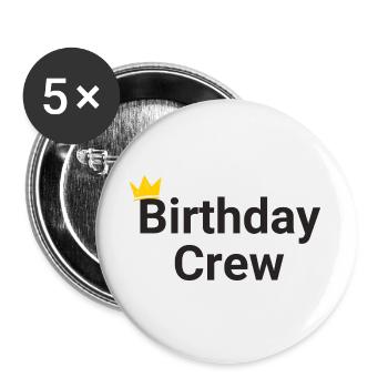 Birthday Crew - Buttons large 2.2''/56 mm (5-pack) - white - Front