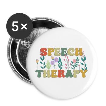 Sprachtherapie SLP Therapeut Retro Vintage Groovy - Buttons groß 56 mm (5er Pack) - Weiß - Vorne