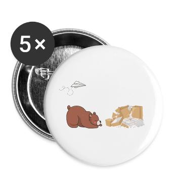Bär & Papier - Buttons groß 56 mm (5er Pack) - Weiß - Vorne