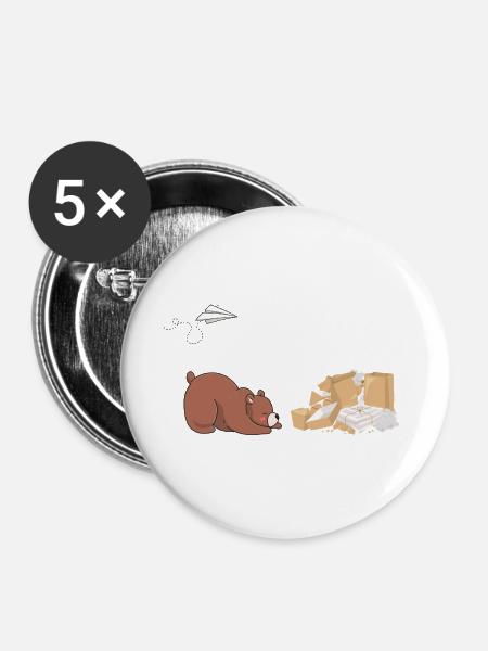 Bär & Papier - Buttons groß 56 mm (5er Pack) - Weiß