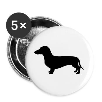 Dackel Teckel Silhouette - Buttons groß 56 mm (5er Pack) - Weiß - Vorne