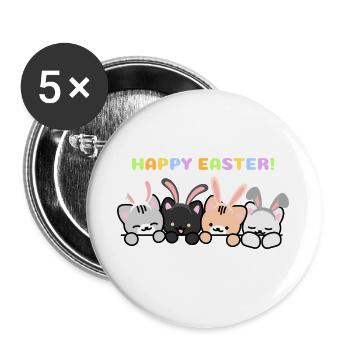 Cats with Rabbit Ear Bands - Buttons large 2.2''/56 mm (5-pack) - white - Front
