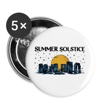 Litha Pagan Summer Solstice Midsummer Midsommar - Buttons large 2.2''/56 mm (5-pack) - white - Front