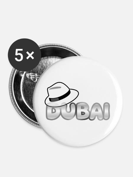 Dubai Stil mit Fedora - Buttons groß 56 mm (5er Pack) - Weiß