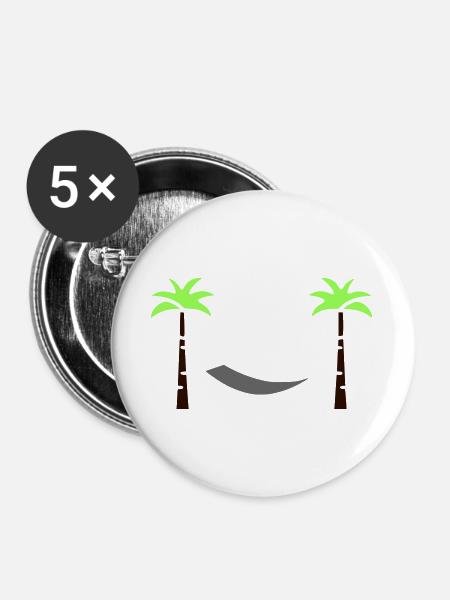 Hängematte Palmen Flat Design - Buttons groß 56 mm (5er Pack) - Weiß