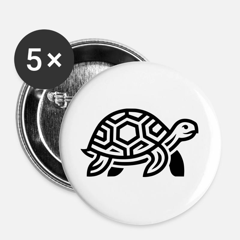 Schildkröte - Buttons groß 56 mm (5er Pack) - Weiß