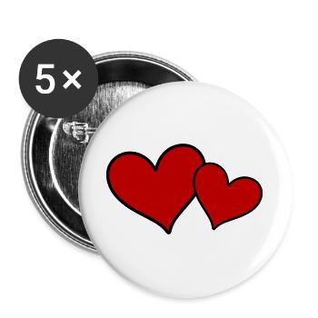 Coeurs Symbole Amour - Lot de 5 grands badges (56 mm) - blanc - Devant