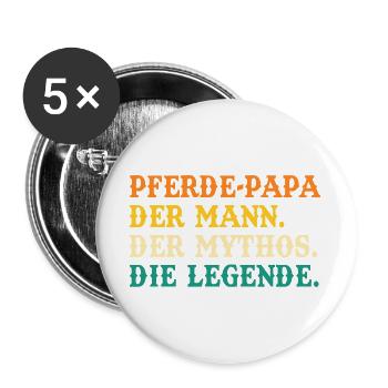 Reiten Papa Vater Pferdeliebhaber Reiterhof Pferde - Buttons groß 56 mm (5er Pack) - Weiß - Vorne