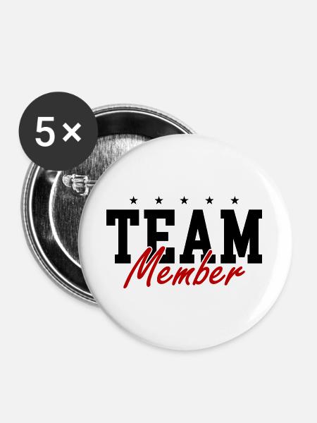 Team Mitglied - Buttons groß 56 mm (5er Pack) - Weiß