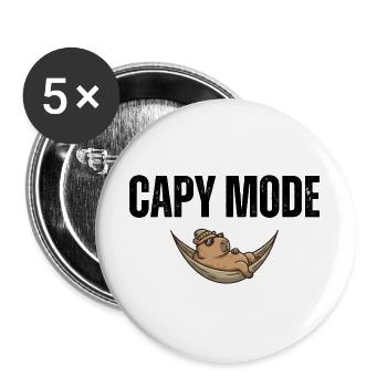 Capy Mode: Hängematten-Chill - Buttons groß 56 mm (5er Pack) - Weiß - Vorne