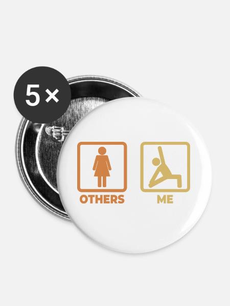 Yoga Strichmännchen - Buttons groß 56 mm (5er Pack) - Weiß