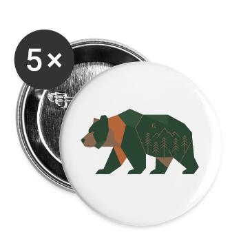 Geometric Forest Bear Moonlight - Buttons large 2.2''/56 mm (5-pack) - white - Front