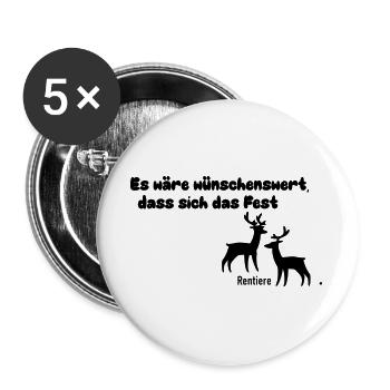 Rentiere - Buttons groß 56 mm (5er Pack) - Weiß - Vorne