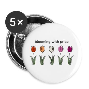 Blooming with Pride-Tulpen in lesbischen Farben - Buttons groß 56 mm (5er Pack) - Weiß - Vorne
