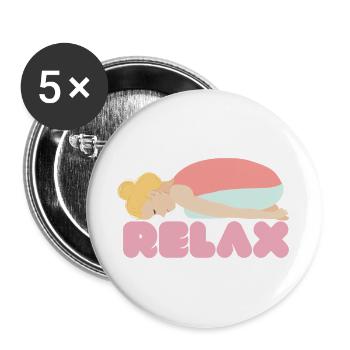 Pastell-Schlaf-Entspannungs-Illustration - Buttons groß 56 mm (5er Pack) - Weiß - Vorne