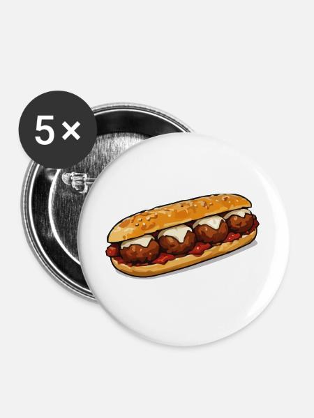 baguette-grill - Buttons groß 56 mm (5er Pack) - Weiß