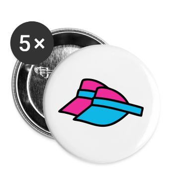 90er Sonnenblenden Retro Visor - Buttons groß 56 mm (5er Pack) - Weiß - Vorne
