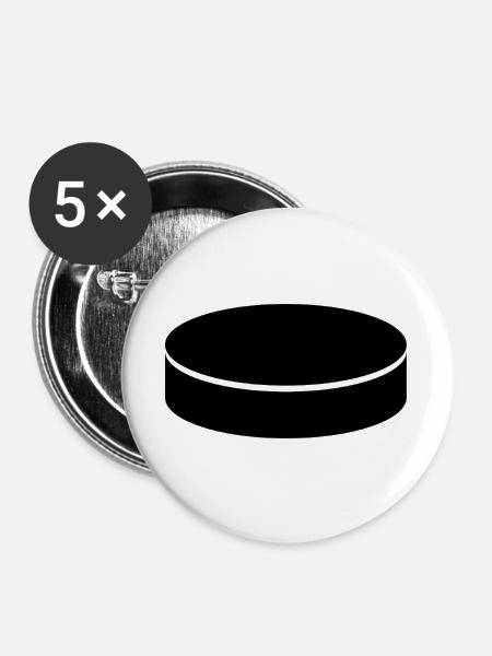 Eishockey-Puck - Buttons groß 56 mm (5er Pack) - Weiß