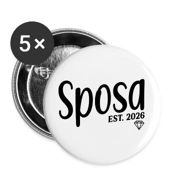 Italienische Braut 2026 - Buttons groß 56 mm (5er Pack) - Weiß - Vorne
