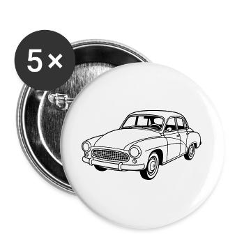 Wartburg 311 / 312 Coupé - Buttons groß 56 mm (5er Pack) - Weiß - Vorne