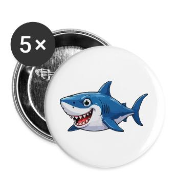 Shark Comic - Lot de 5 grands badges (56 mm) - blanc - Devant
