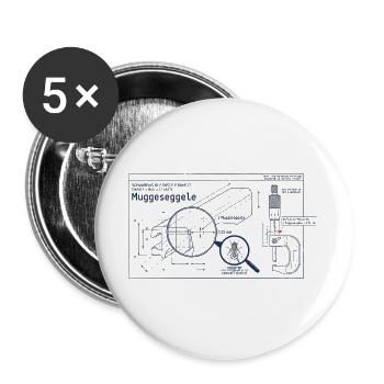 Muggeseggele - Schwäbiche Masseinheit - Stuttgart - Buttons groß 56 mm (5er Pack) - Weiß - Vorne