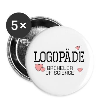 Orthophoniste Licence en orthophonie - Lot de 5 grands badges (56 mm) - blanc - Devant