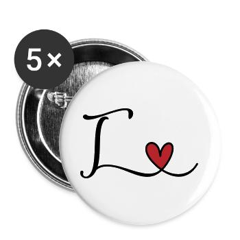 Letter T Monogram with Heart - Buttons large 2.2''/56 mm (5-pack) - white - Front