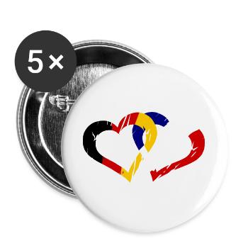 Cœur coloré à pinceau - Lot de 5 grands badges (56 mm) - blanc - Devant