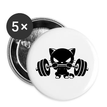Motif de la musculation de chat fort - Lot de 5 grands badges (56 mm) - blanc - Devant
