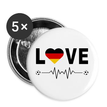 Deutschland Flagge Fußball-Liebe WM LOVE - Buttons groß 56 mm (5er Pack) - Weiß - Vorne