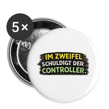 Im Zweifel Schuldigt der Controller - Buttons groß 56 mm (5er Pack) - Weiß - Vorne