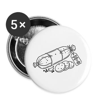 saucisson - Lot de 5 grands badges (56 mm) - blanc - Devant