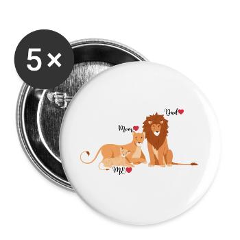 Lion family - Buttons large 2.2''/56 mm (5-pack) - white - Front